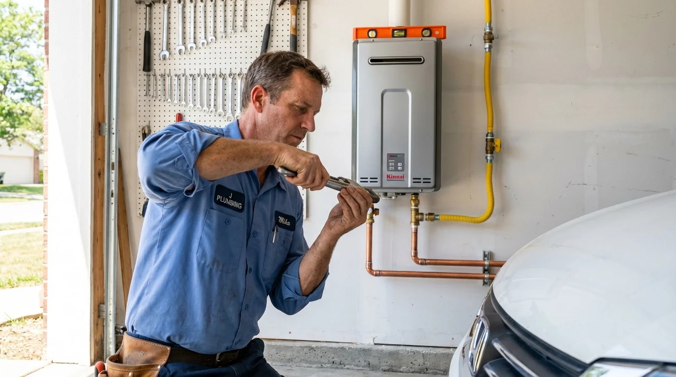 Tankless water heater installation by a Johns Plumbing LLC plumber in Morris